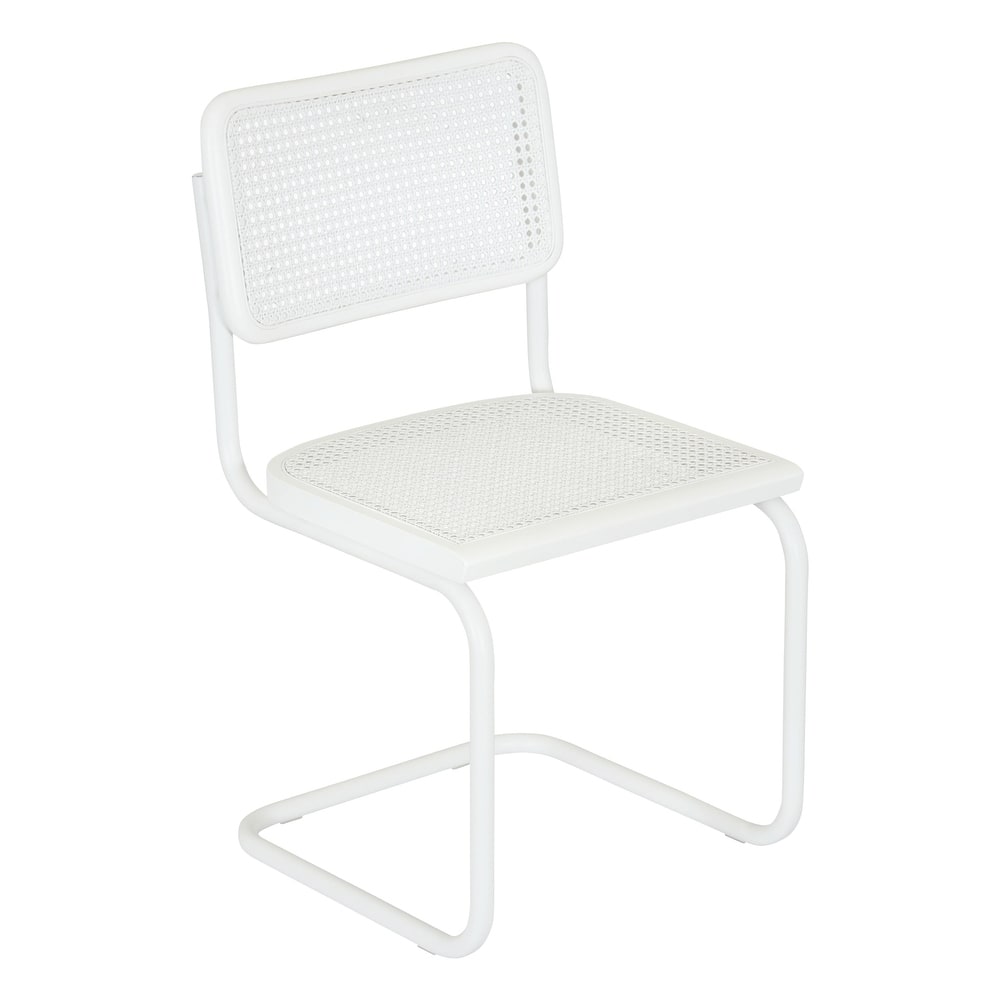 Breuer Chair Company Marcel Breuer Cesca Cane Cantilever Side Chair w/ White Steel Frame (Various Wood & Cane Colors)
