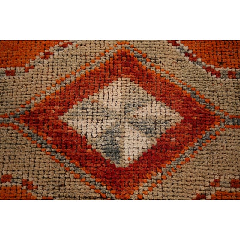 Transitional Oushak Oriental Vintage Runner Rug Handmade Wool Carpet - 3'2"x 11'9"