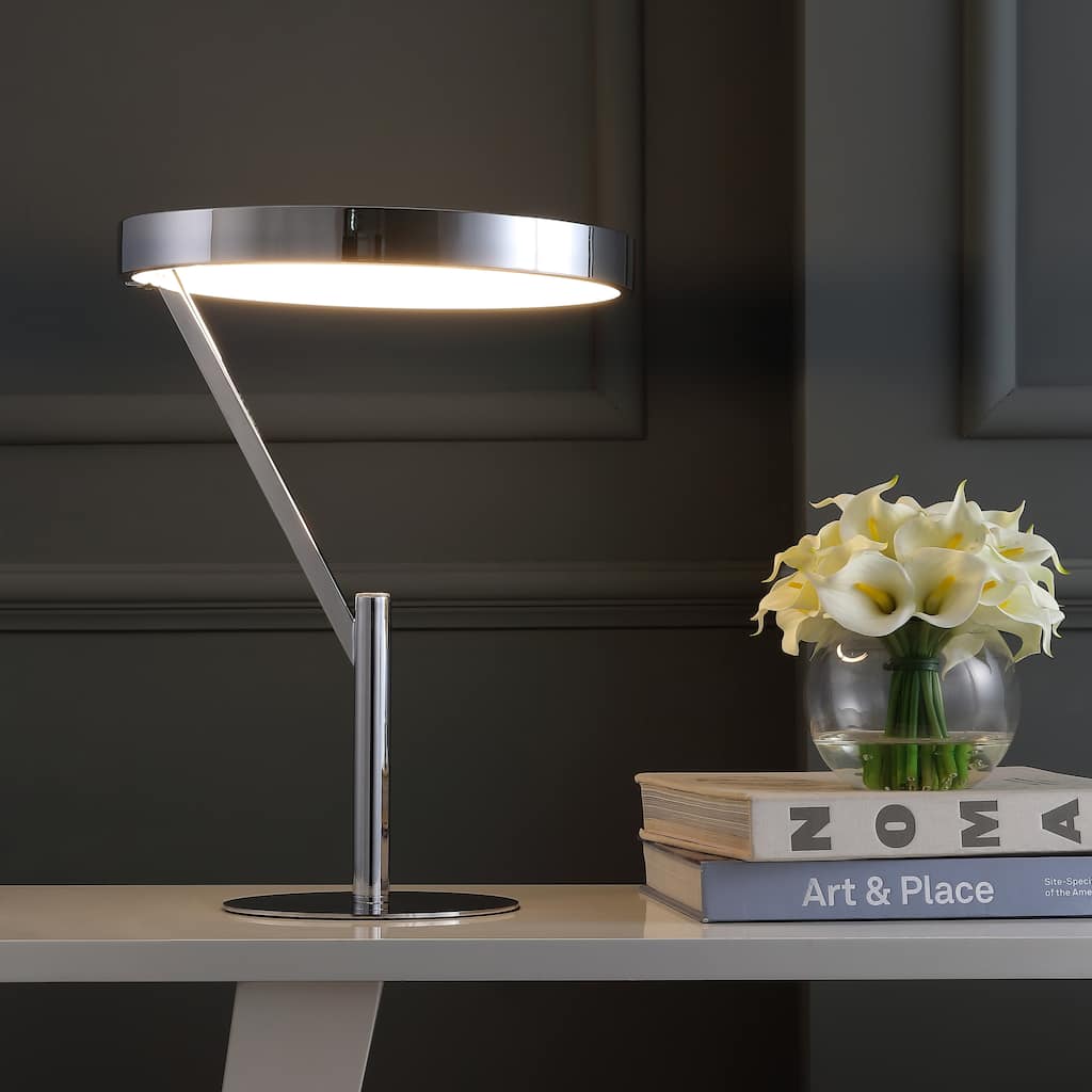 Roxanna 18" Integrated LED Metal Table Lamp, Chrome by JONATHAN Y