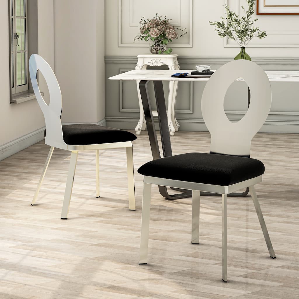 Zaia Contemporary Silver Steel Padded Dining Chairs by Furniture of America (Set of 2)