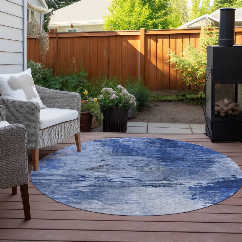 Machine Washable Indoor/ Outdoor Chantille Abstract Ombre Rug