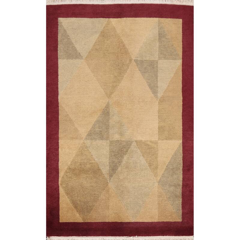 Vegetable Dye Oriental Nepalese Area Rug Wool Hand-knotted Carpet - 4'0" x 6'0"