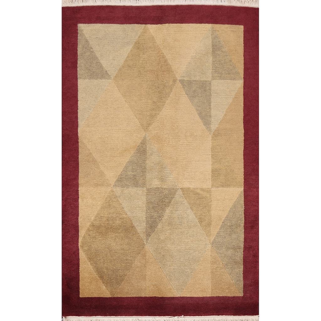 Vegetable Dye Oriental Nepalese Area Rug Wool Hand-knotted Carpet - 4'0" x 6'0"