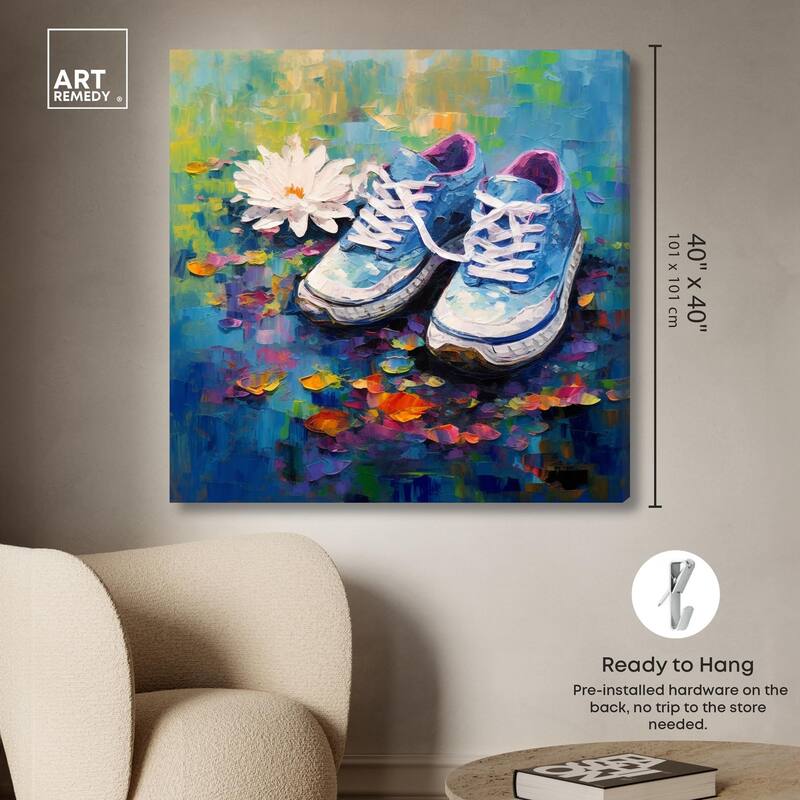 Lily Pad Sneakers Canvas by Art Remedy, Gallery Wrapped