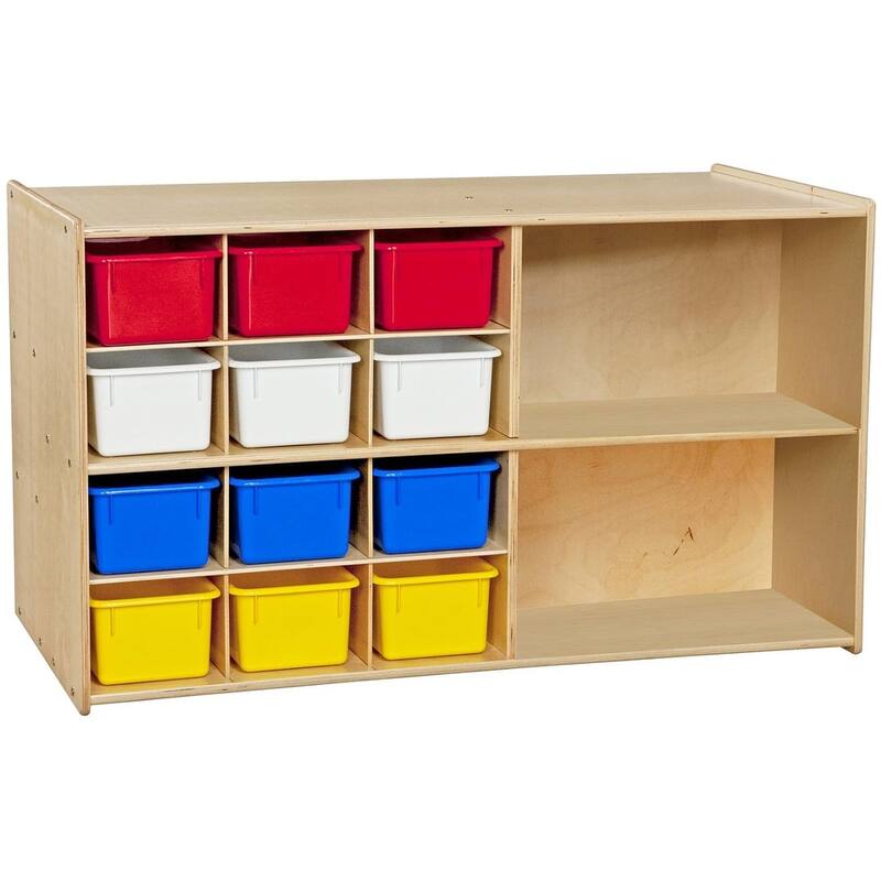 Contender Dual storage Cabinet With 12 Assorted Trays, Sturdy Shelving Units and Storage for Toddlers in School