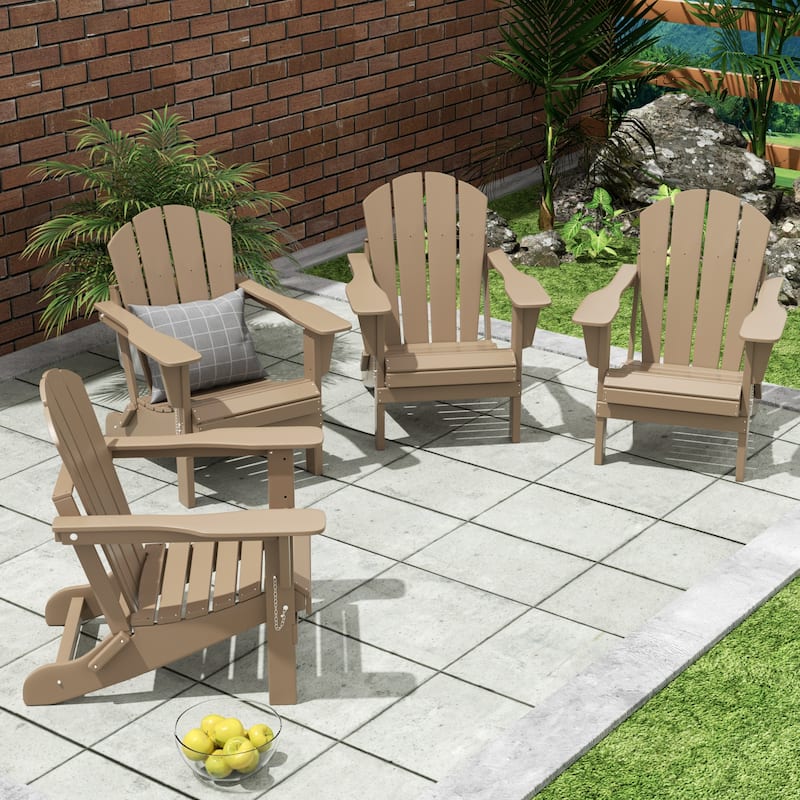 POLYTRENDS Laguna Folding Poly Eco-Friendly All Weather Outdoor Adirondack Chair (Set of 4)