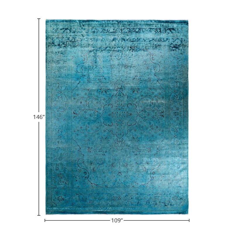 Fine Vibrance, One-of-a-Kind Handmade Area Rug - Blue, 9' 1" x 12' 2" - 9' 1" x 12' 2"