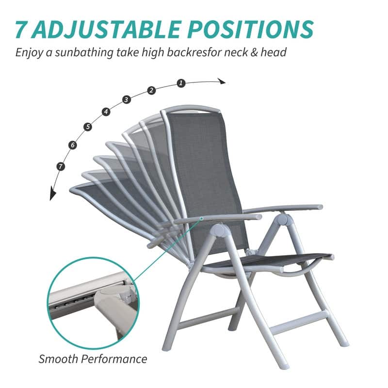 Domi Outdoor Living Aluminum Folding Dining Armchairs (Set of 2) - Adjustable & Weather-Resistant
