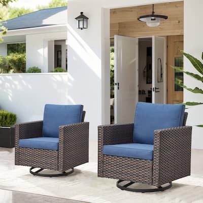Outdoor Swivel Rocking Chairs Set of 2 - Brown