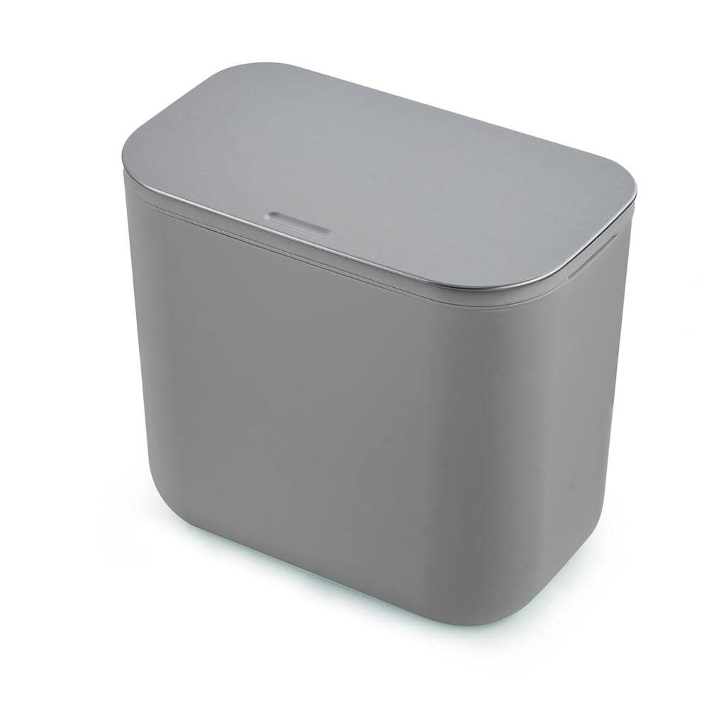 1.8 Gallon Hanging Trash Can with Stainless Steel Lid Gray