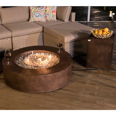 COSIEST 2-Piece Outdoor Concrete Propane Fire Pit Table with Tank Cover