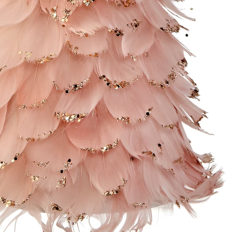 18" Pink Feather Cone Christmas Tree with Glitter Tips - under-3-feet