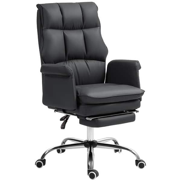 slide 2 of 9, Pu Leather High Back Office Chair, Adjustable Executive Swivel Office Chair, 360° Swivel Reclining Computer Chair Black