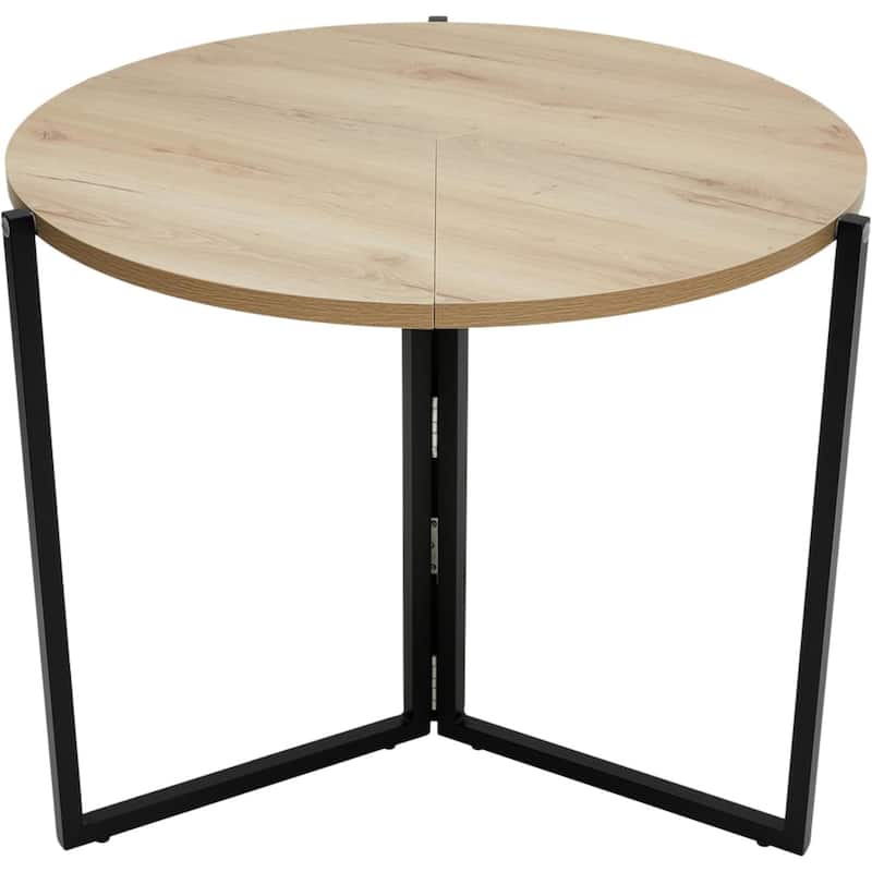 Natural Foldable Multi-Use Round Table 43" Space-Saving Modern Design - Grey