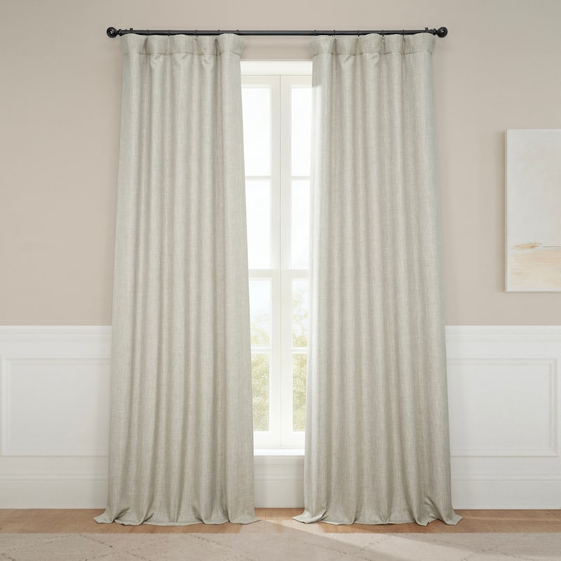 Exclusive Fabrics Textured Faux Linen Room Darkening Curtains for Bedroom & Living Room Curtains (1 Panel) - 50 X 84 - Oatmeal