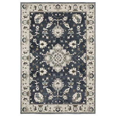 Style Haven Everly Bordered Traditional Blue/ Beige Area Rug