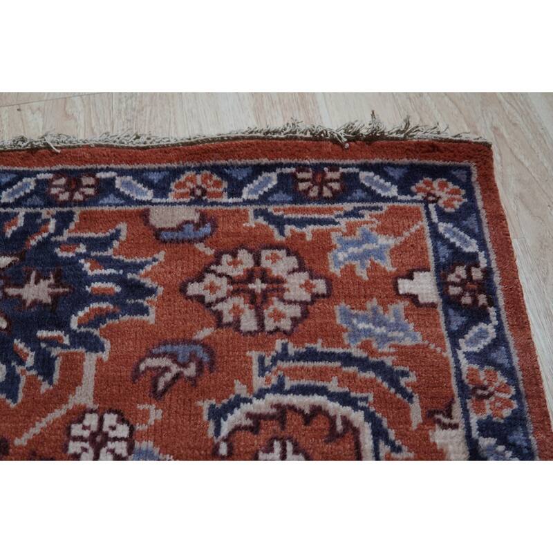 Hand-Knotted Wool Handloom Flat Weave Durrie Rug, 6' x 9', Blue Area Rug, Contemporary Soft Texture for Living Rooms - L