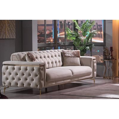 Lincove Upholstered Sofa - Waterproof and Stain Proof Texture - Durable Construction - Beige