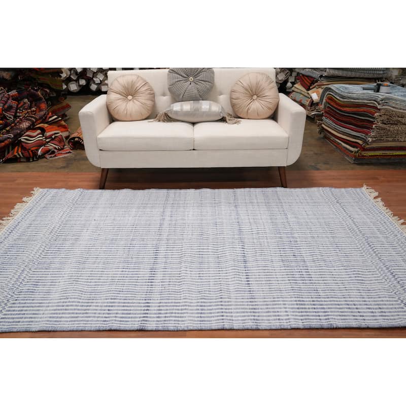 Hand Woven Oriental 100% Wool Carpet Traditional Geometric Multi-Colored Durrie-Kilim Area Rug - 8' 1'' X 5' 0''