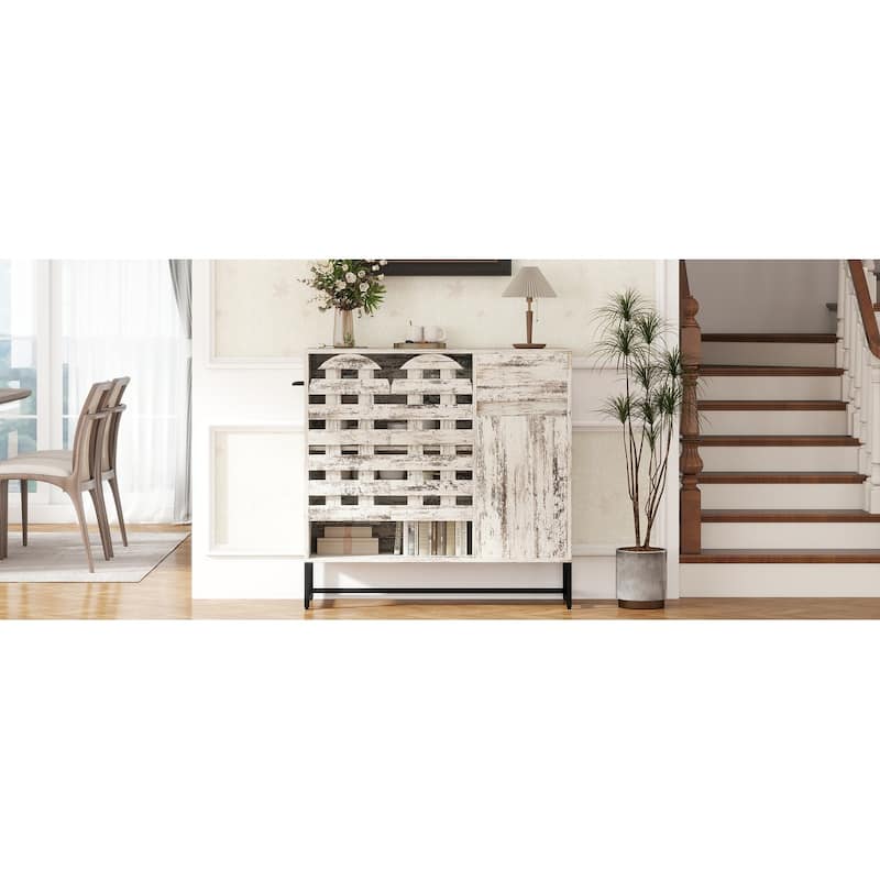44.3"Sideboard Cabinet With Storage,Coffee Bar Console Table With Storage,Storage Cabinet With Arched Lattice Doors And Drawer