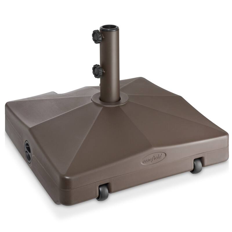 Fillable Mobile Umbrella Base Stand w Wheels for Patio Lawn Deck - 20" - Brown
