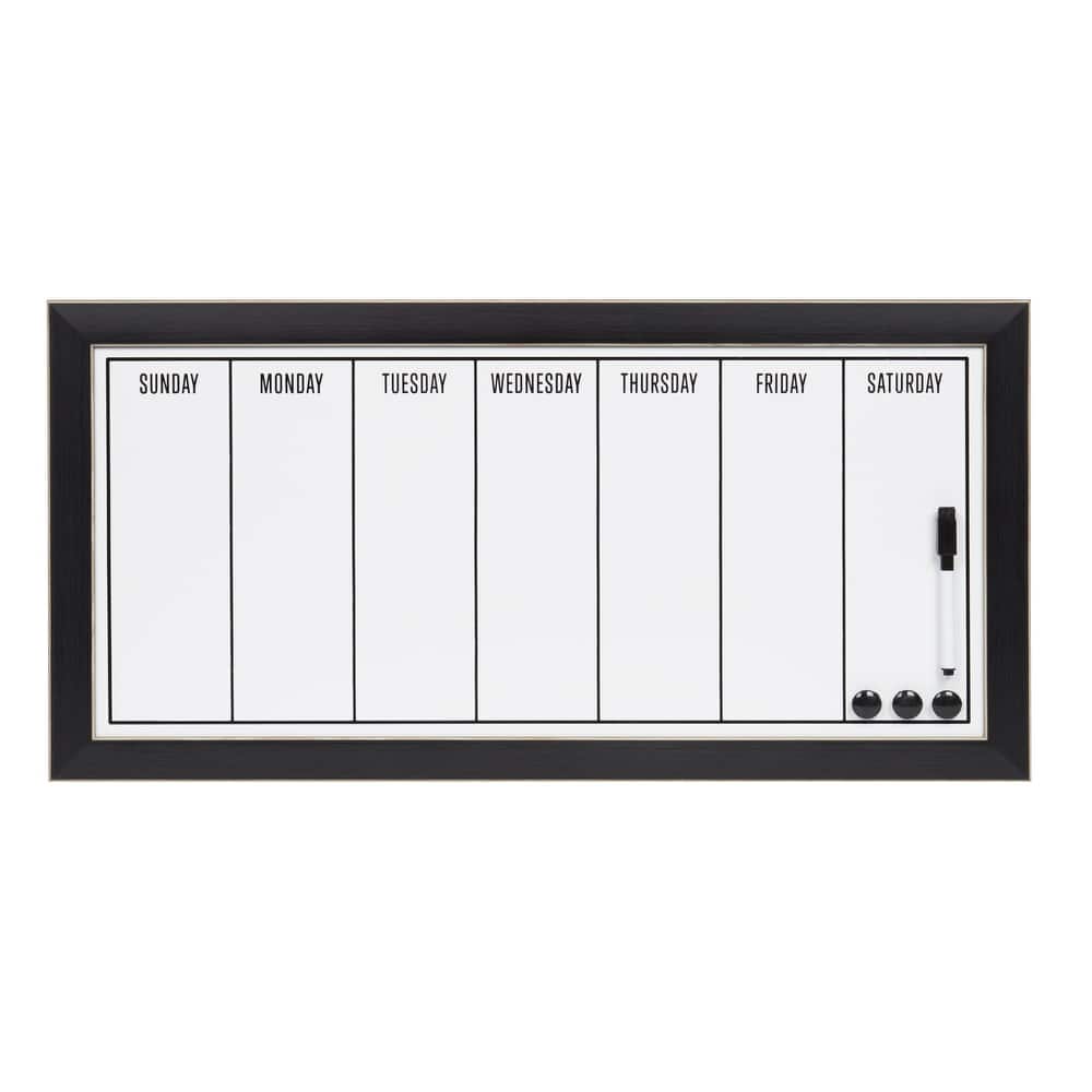 Black-framed Magnetic Weekly Calendar Dry Erase Board