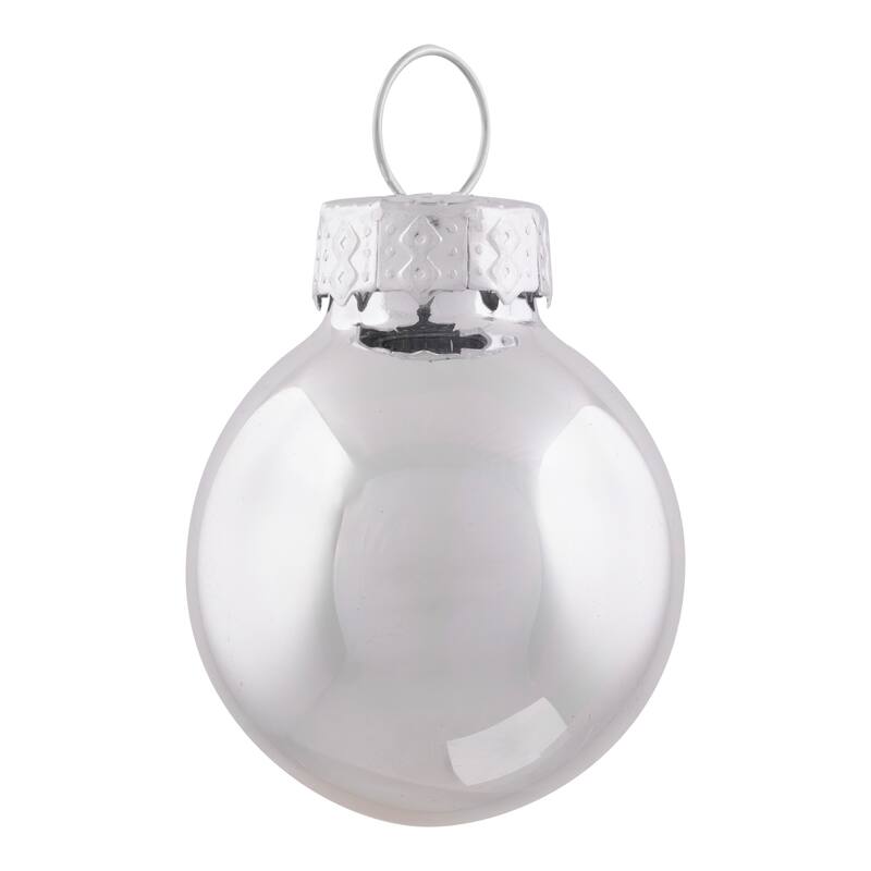 2-Finish Mini Christmas Glass Ball Ornaments - 1" (25mm) - Silver - 24ct