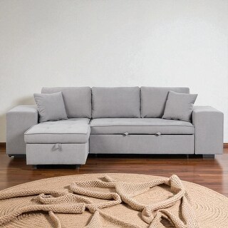 Convertible L-Shaped Sectional Sofa Bed with Storage Chaise and 2 ...