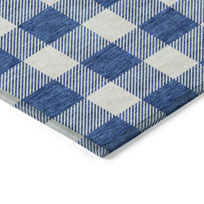 HomeRoots Plaid Transitional Rectangle Outdoor Rug