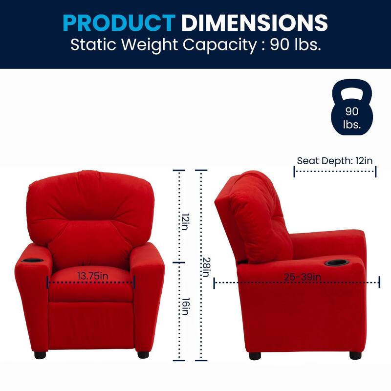 Contemporary Kids Recliner with Cup Holder