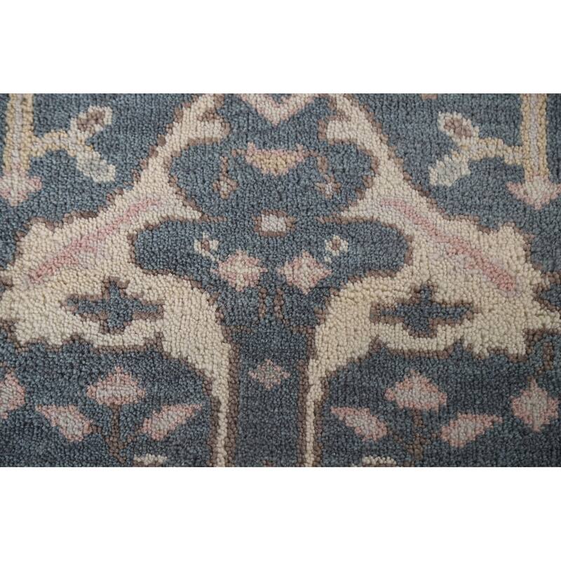 Blue Oushak Style Runner Rug Handmade Wool Carpet - 2'7"x 9'10"
