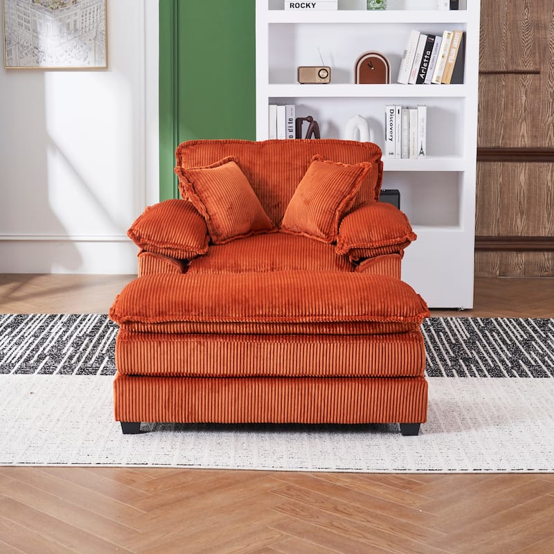 Corduroy Single Sofa With 2 Pillows