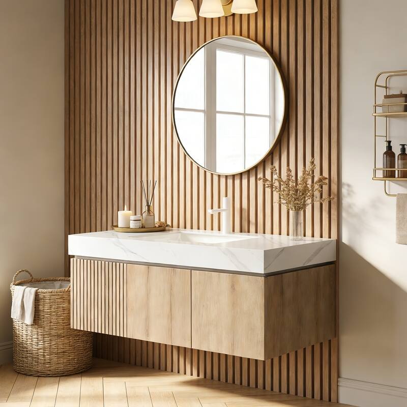 Floating Storage Bathroom Vanity with 1 Pre-drilled Faucet Hole