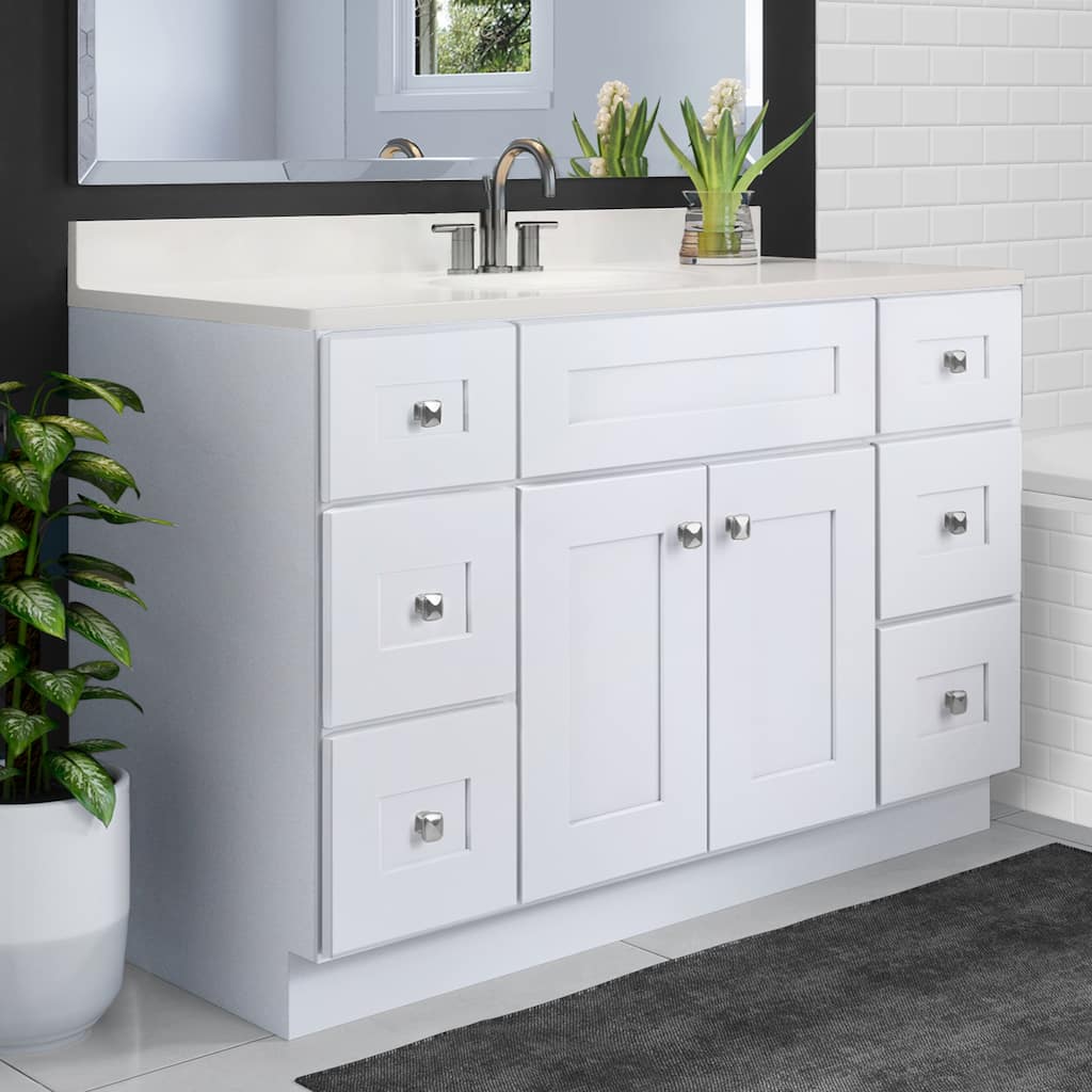 Brookings 49 Inch Fully Assembled Bath Vanity with Ivory Swirl Top