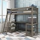 preview thumbnail 1 of 31, Max and Lily Twin Size High Loft Bed with Wraparound Desk and Shelves Clay