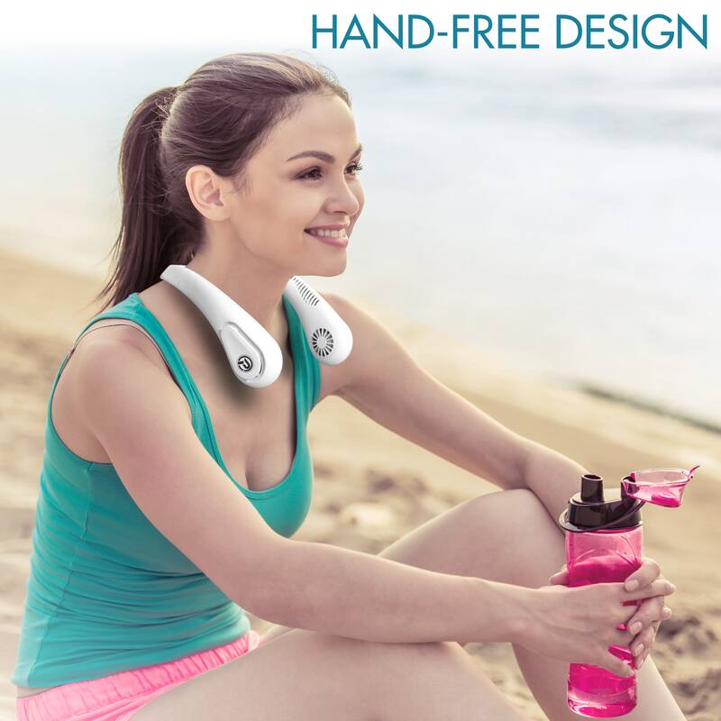 Hand-free 5000mAh Rechargeable Bladeless Neck Fan Angle Adjustable
