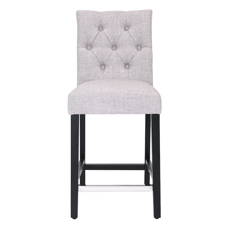 Carter 24" Classic Button Tufted Counter Stool Black Finished Legs