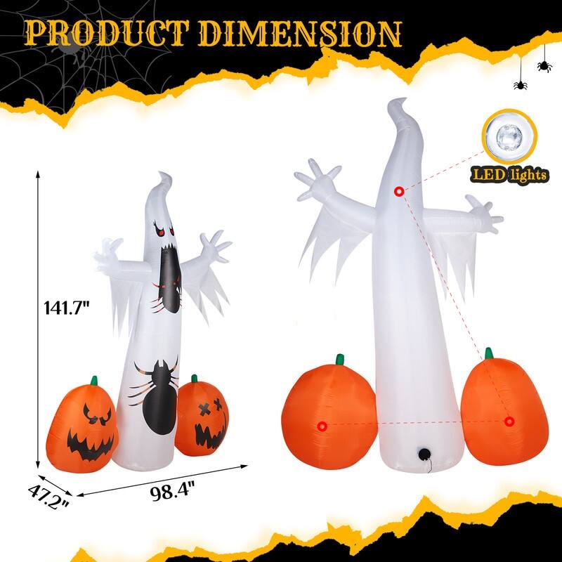 8FT Pumpkin Spider Ghost Inflatable Halloween Outdoor Decorations