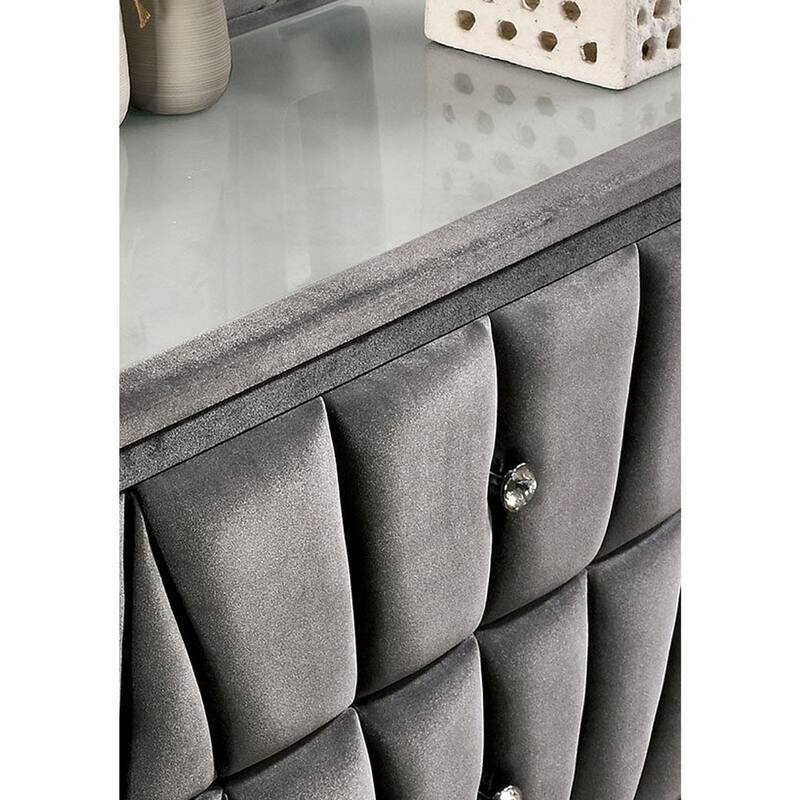 Fabric Upholstered Nightstand with 2 Drawers - Grey