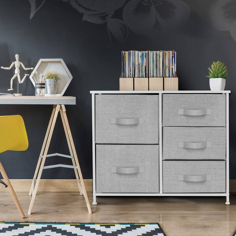 Dresser w/ 5 Drawers - Furniture Storage Tower Unit for Home, Bedroom