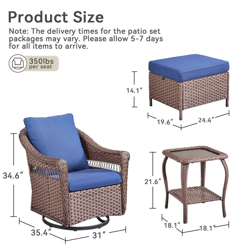 Pocassy Outdoor Swivel Chairs Patio Funiture Set