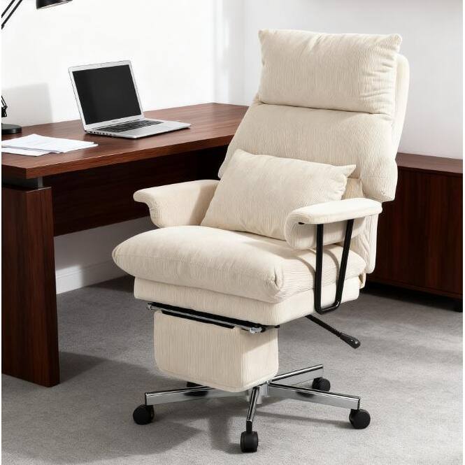 Overstuffed Office Chair with Lumbar Support and Footrest Reclining Swivel