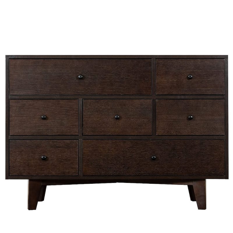 Modern Auburn Solid Wood Dresser Chest of Drawers with Retro Round Handle