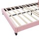 preview thumbnail 11 of 40, Full Size Upholstered Flower-Shape Bed with LED Light Strip & Ottoman,Sherpa Fabric Platform Bed with Wooden Slats Support,Pink