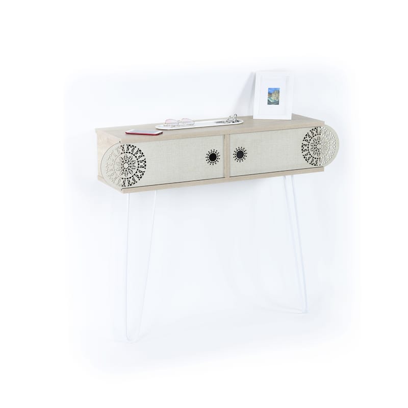 Alora Metal Legs Console Table - No2 White