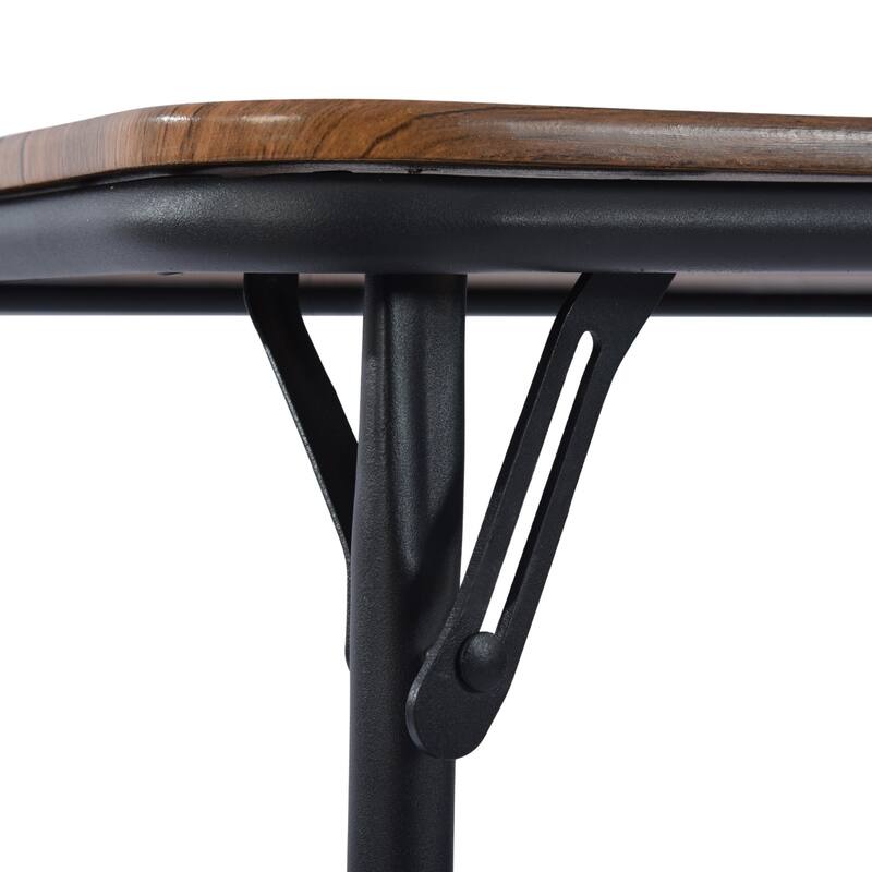 Industrial Style Dining Table - 31.6 x 31.6 x 27.8 Inches, Wooden Top with Black Metal Frame, Ideal for Home and Office Use