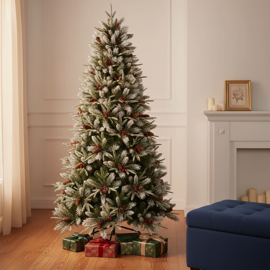HomeRoots 8' Full Fir Christmas Tree With Decorations - Green - 54.00 in. x 96.00 in. x 54.00 in.
