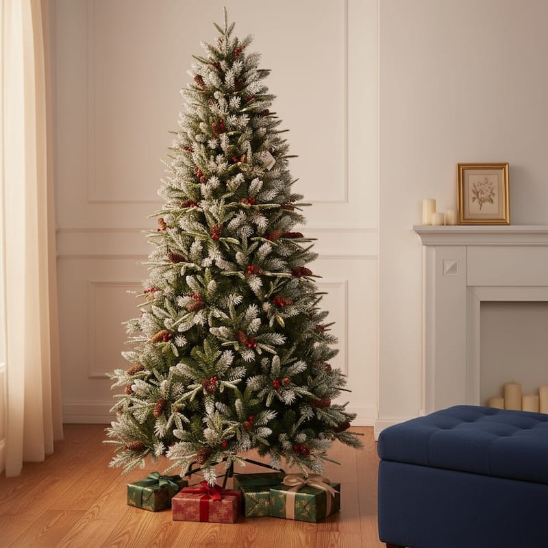 HomeRoots 8' Full Fir Christmas Tree With Decorations - Green - 54.00 in. x 96.00 in. x 54.00 in. - Green - 8 Foot