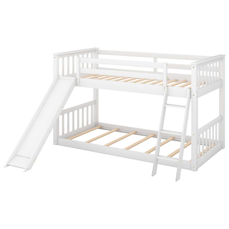 Compact Solid Wood Bunk Bed with Slide
