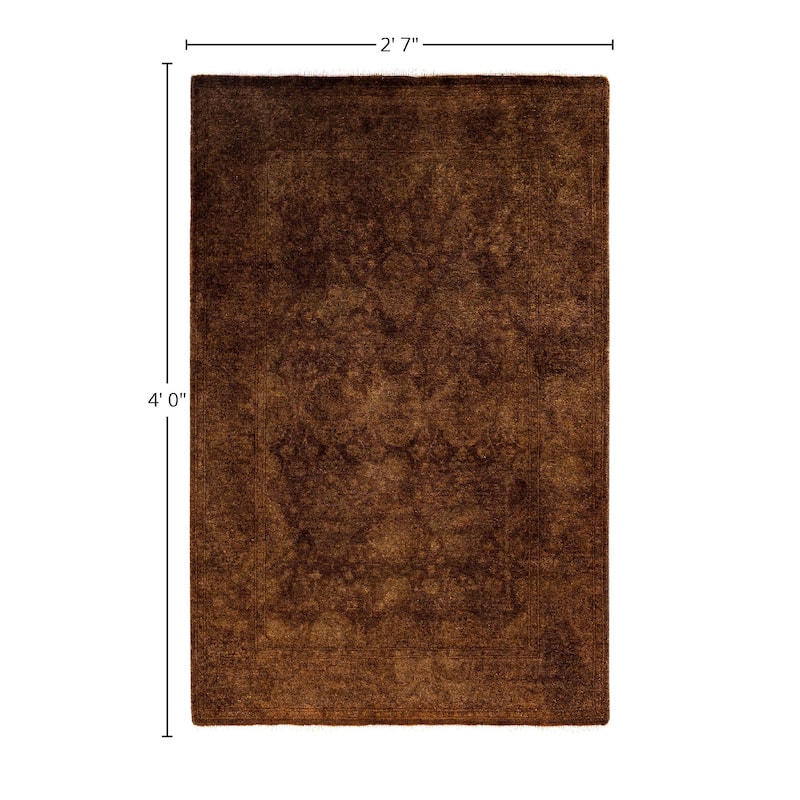 Overdyed One-of-a-Kind Hand-Knotted Area Rug - Brown - 2' 7" x 4' 0"